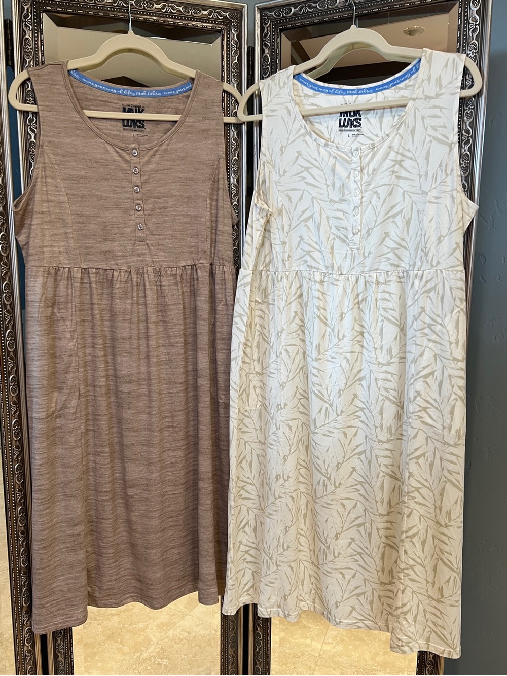 Muk Luks Cloud Knit Midi Lounge Dress - Set of Two - Sz L